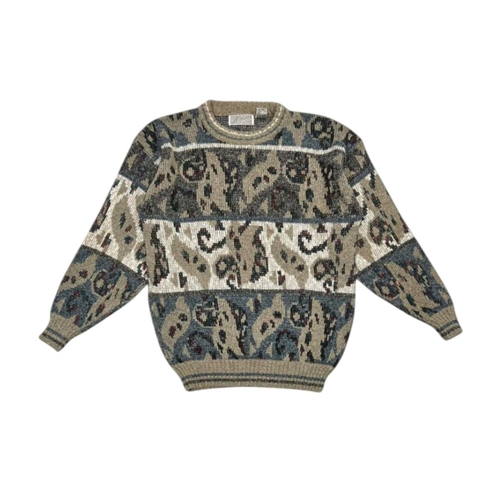 ★ Vintage (90’s) Abstract Patterned Cozy Knit “Grandpa” Sweater by Method ★